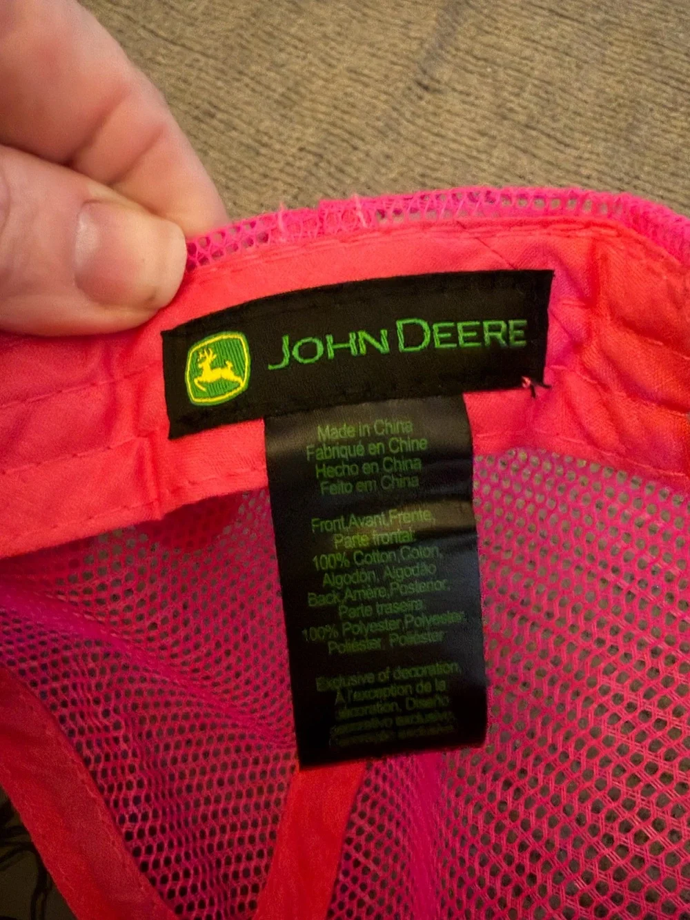 John Deere Gray and Pink Mesh snap back hat